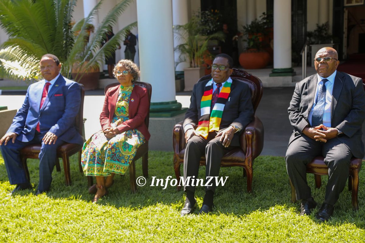 InfoMinZW's tweet image. His Excellency President Emmerson Mnangagwa @edmnangagwa, has received credentials from Ms. Maria del Rosario Mina Rojas,  Ambassador-Designate of the Republic of Colombia.
#Engagement
