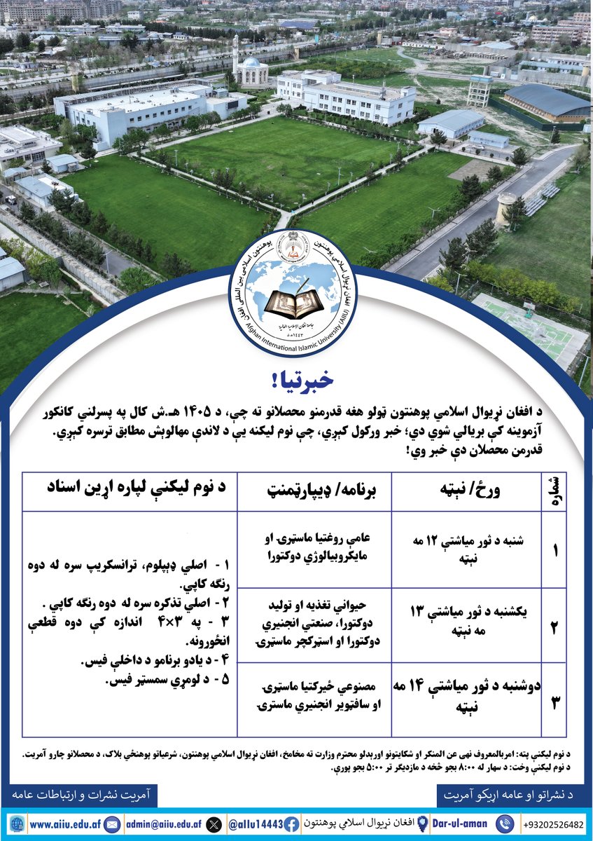 افغان نړیوال اسلامي پوهنتون (AIIU) tweet media