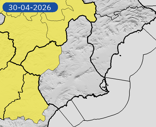 AEMET_Murcia's tweet photo. 30/04 11:06 AVISOS HOY | Región de Murcia: tormentas y lluvias. Nivel máximo de aviso: amarillo.
Actualizaciones en https://t.co/gQDupQ393c https://t.co/68JPKuuQbz
