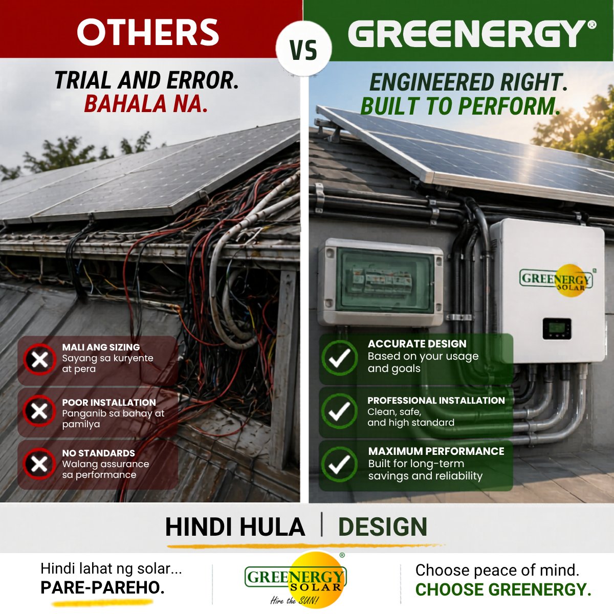 GreenergySolPH's tweet image. “Bahala na” solar? 😬
or engineered system? 😏

Hindi lahat ng solar pare-pareho.
👉 Hindi hula. Design.

📲 0927 579 1515

#GreenergySolar #SolarPH #Engineered
