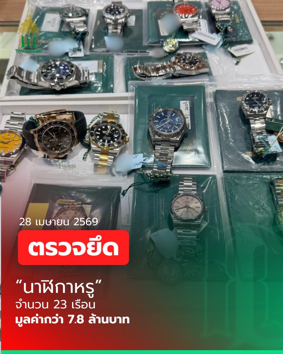 thaicustoms's tweet photo. กรมศุลกากรตรวจยึด “นาฬิกาหรู“ มูลค่ากว่า 7.8 ล้านบาท

https://t.co/MOZmxpT2jd

#กรมศุลกาก��� #customs #ภารกิจศุลกากร
#จับกุมของผิดกฎหมาย https://t.co/9aPmWQDumT