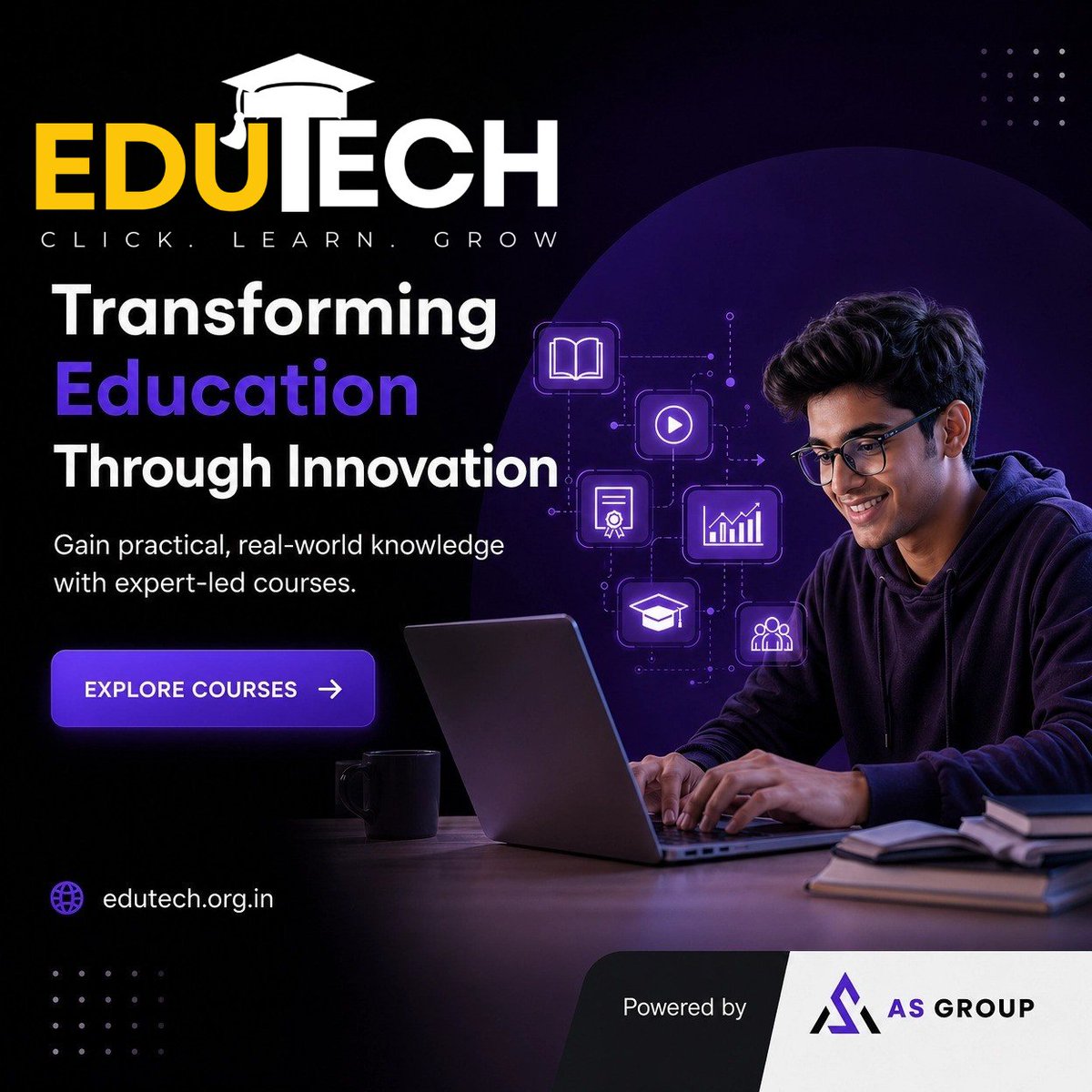 Edutechas's tweet image. Transform your future with smart learning 🚀

Learn real-world skills with expert-led courses at Edutech.
Click. Learn. Grow.
🌐 edutech.org.in

#Edutech #OnlineLearning #SkillDevelopment #FutureReady