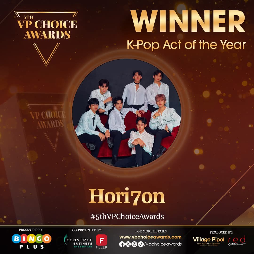 Three years in a row! 🎉 Congratulations <a href="/HORI7ONofficial/">HORI7ONofficial</a> for winning K-Pop Act of the Year! Thank you to all Anchors who voted—this victory is ours together!

HORI7ON VPCA 3PEATKINGS

#HORI7ON_7thVPChoiceAwards
#HORI7ON #호라이즌 
#7thVPCAGala #7thVPChoiceAwards <a href="/HORI7ONofficial/">HORI7ONofficial</a>