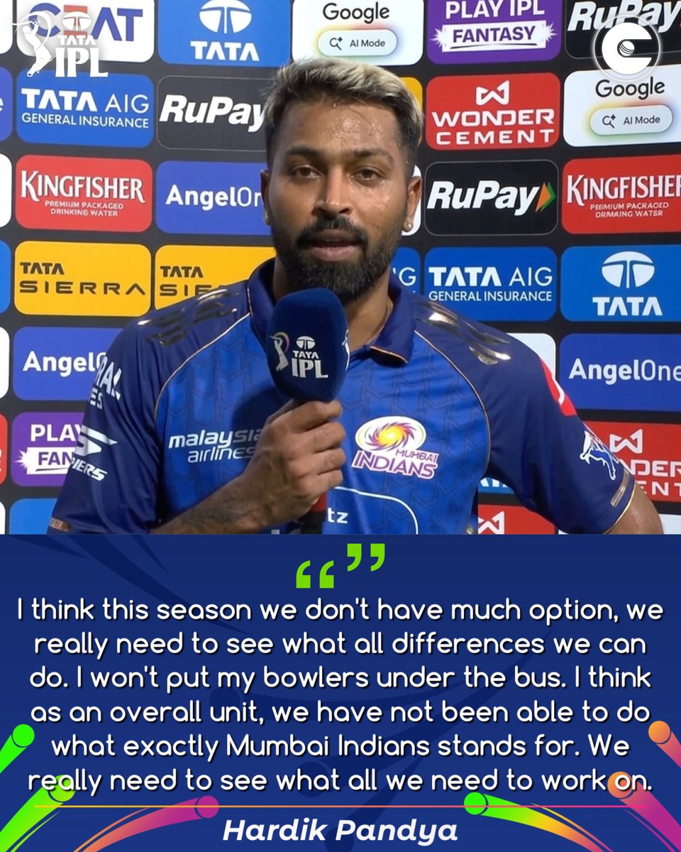 circleofcricket's tweet photo. Hardik Pandya’s expression conveyed a sense of resignation as he discussed the Mumbai Indians’ challenges during the ongoing season.
#IPL2026 #MIvSRH #MI https://t.co/sO1LqYA2ju