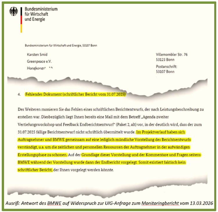 KarSmid's tweet image. 4/9 ✍️ Brisant: Bislang unveröffentlichte Unterlagen verhärten den Eindruck der ministeriellen Einflussnahme. Mündliche Absprachen ohne Dokumentation. @BMWE muss eingestehen: „Somit existiert faktisch kein schriftlicher Bericht“ 🔥 #Transparenz