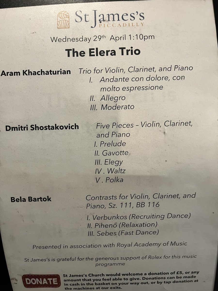 hmhb2016's tweet image. We were delighted to attend the lunchtime concert at St James’s Piccadilly with the Elera Trio (piano, violin, clarinet).
@StJPiccadilly #eleratrio #lunchtimeconcert #piccadilly #stjames