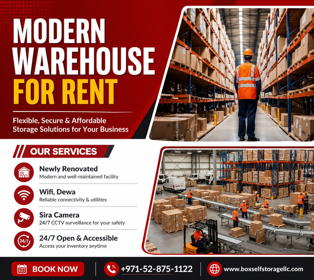 DubaiSelfStore's tweet image. Premium Storage Solutions in Dubai!  Looking for secure, climate-controlled storage with 24/7 access? We offer spacious warehouses near Dragon Mall, Warsan First, with free WiFi &amp;amp; top-notch security!📞Call:+971528751122   #DubaiStorage #Storage #SecureStorageDubai