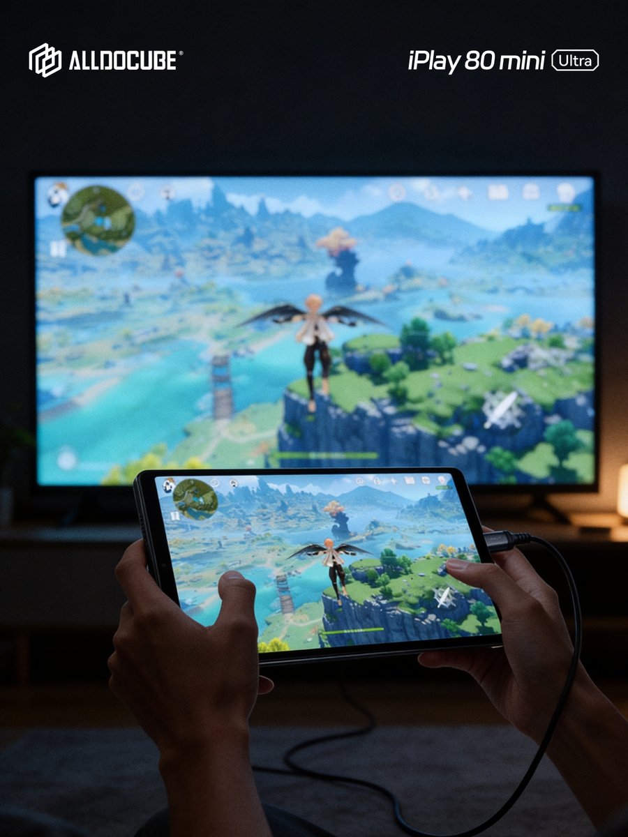 alldocube's tweet image. With USB-C 3.0 and DisplayPort output, the iPlay 80 mini Ultra allows seamless screen mirroring or extension, bringing your content to life on bigger displays. #alldocube #gamingtablet #iplay80miniultra