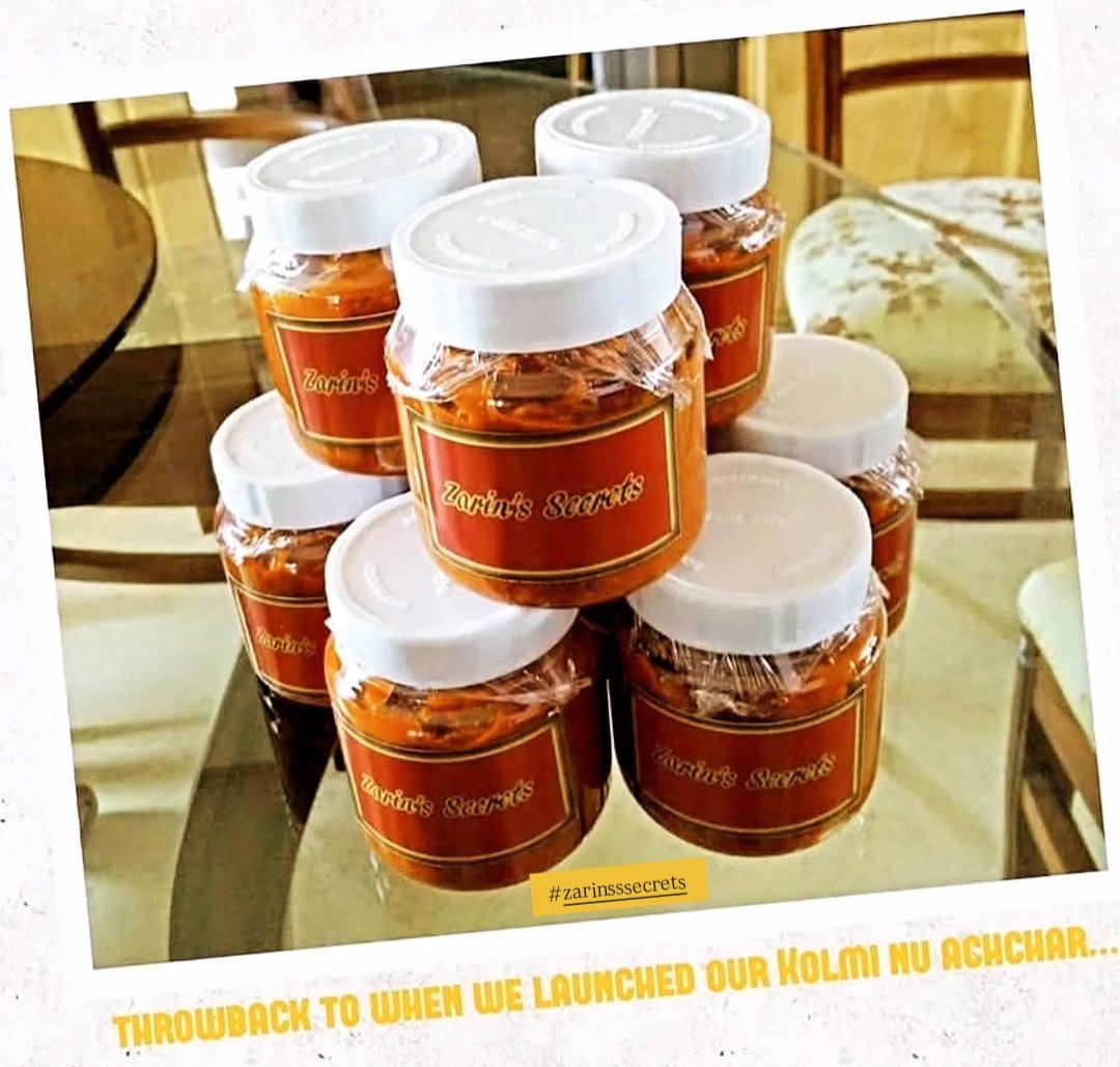 Shelleysub's tweet image. A throwback to the initial launch of our Kolmi nu Achchar. (label courtesy @anoshsubawalla )

#Zarinssecrets #Parsispicesandcondiments #homemadewithlove #parsifamilyrecipes 
Find us on Instagram @zarinssecrets