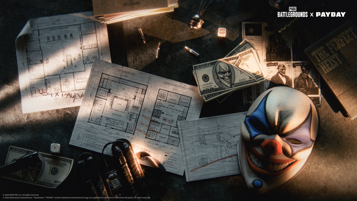 PAYDAYGame's tweet image. The blueprint is set. 
The heisters are ready to drop into the Battlegrounds.  
PC: May 13 / Console: May 21 #PUBG #PUBGxPAYDAY @PUBG