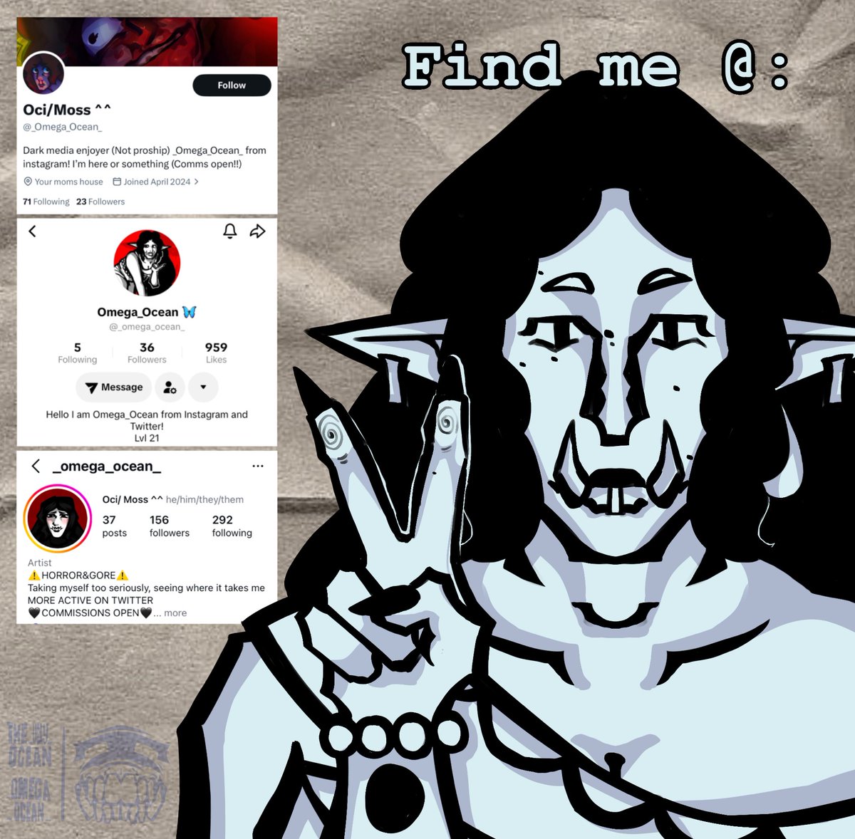 [Where to find me!]
______
Just realized I haven’t posted this here, this cheat sheet and my work in progress straw page are your guide to find my other accounts. (If enough people ask I’ll make a Tumblr for comics and ask blogs)