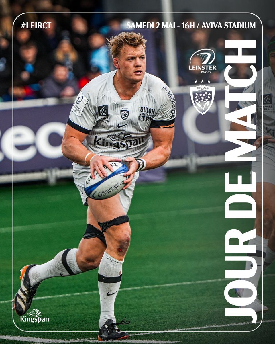 RCTofficiel's tweet photo. 𝐉𝐎𝐔𝐑 𝐃𝐄 𝐌𝐀𝐓𝐂𝐇 🇪🇺

🆚 @leinsterrugby 
🏆 @ChampionsCup 
🕓 1️⃣6️⃣H
🏟️  Aviva Stadium
📺  beIN SPORTS 3 / France 2

#PerquéTolon #LEIvRCT https://t.co/dhdz2jtCDI