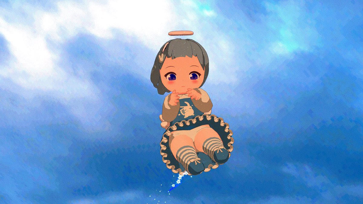空からふわふわ降ってくるくろちゃん、赤ちゃんみたいでかわいい #くろ