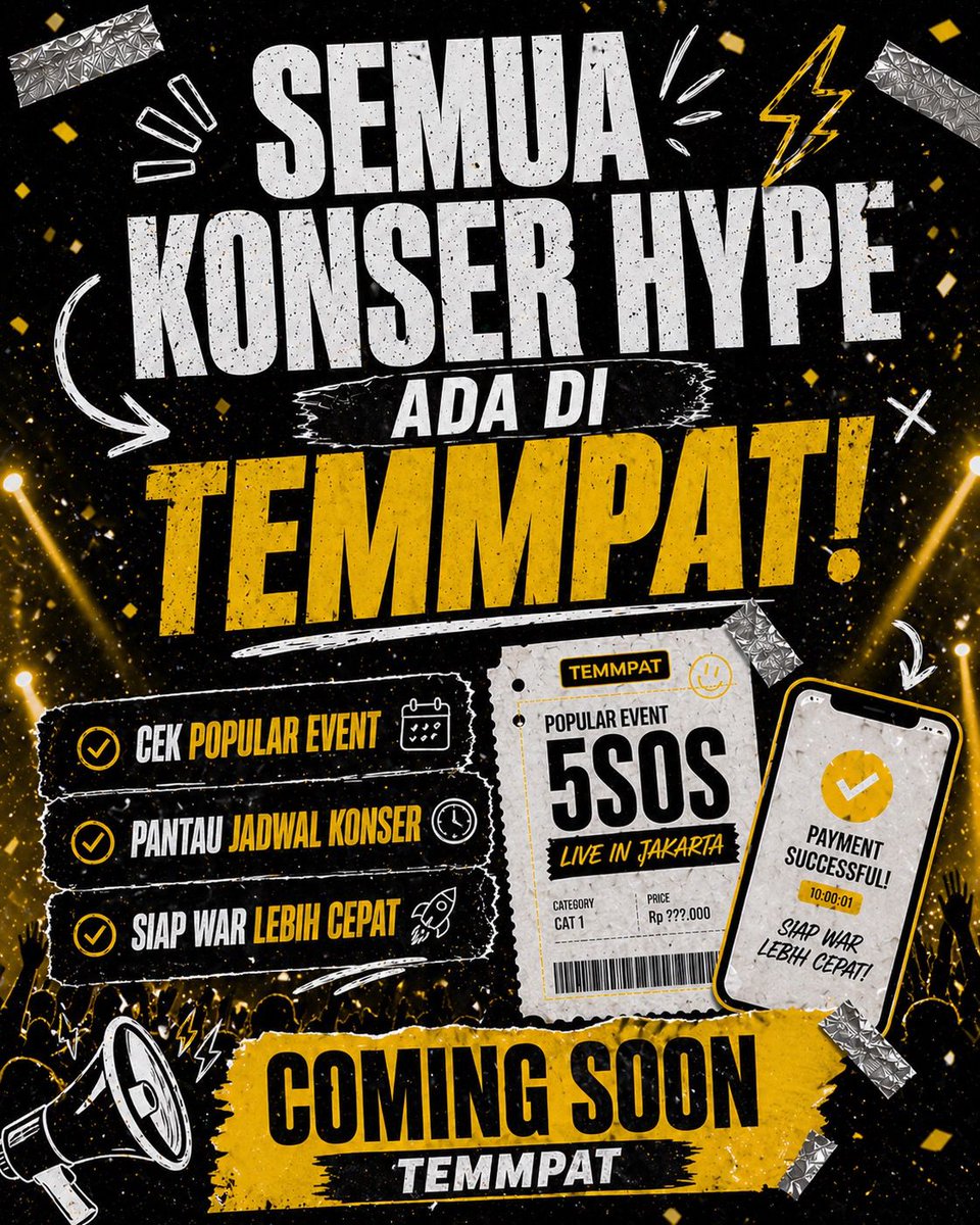 TemmpatId's tweet image. 5SOS FANS, ARE YOU READY?! 🤘
5SOS siap bikin jakarta gempar nih, gak mau kan momen “Ghost of You” kamu rusak gara-gara tiket bodong? Yuk, mulai sekarang transaksinya di tempat yang pasti-pasti aja by TEMMPAT coming soon

#STAYDITEMMPAT #Comingsoon #launching #TEMMPATID #5SOS