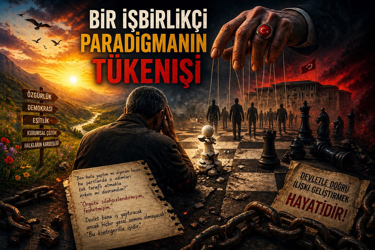 AKADEMİSYEN KAMAL SOLEİMANİ, SANSÜRE UĞRAYAN 28 NİSAN 2026 TARİHLİ İMRALI NOTLARI ÜZERİNE YAZMIŞ: 

"BİR İŞBİRLİKÇİ PARADİGMANIN TÜKENİŞİ"

Öcalan, Kürt tarihinin kurucu momentlerinden biri olan Kürdistan Cumhuriyeti’ni indirgemeci bir çerçevede değerlendirerek şu ifadeyi
