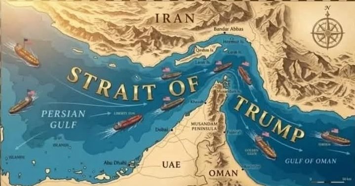 6_RobinaRaza's tweet image. ‘#TrumpStrait’: 
#US President renames Strait of #Hormuz, shares map on social media. 🫢😅
SOURCE #BBC

#DonaldTrump 
#HormuzStrait