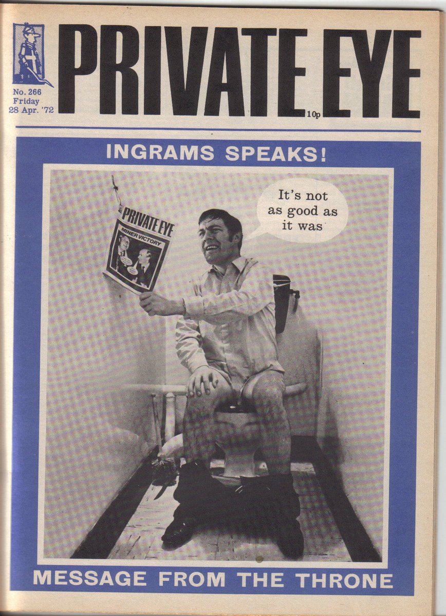 MostlyPrint's tweet image. April 1972, the London charivari, PUNCH, offered a Private Eye parody. Richard Ingrams speaks from the throne room…  As well as The Showbiz of Cooking – psychic “How to boil an egg”. #Punch #PrivateEye