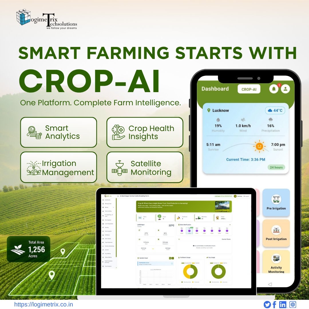 logimetrix's tweet photo. Revolutionize farming with CROP-AI — smart analytics, crop health insights, irrigation management, and satellite monitoring all in one platform.
#CropAI #SmartFarming #AgriTech #FutureOfFarming #PrecisionAgriculture #DigitalTransformation #SustainableAgriculture #FarmInnovation https://t.co/SECYLJ2spc