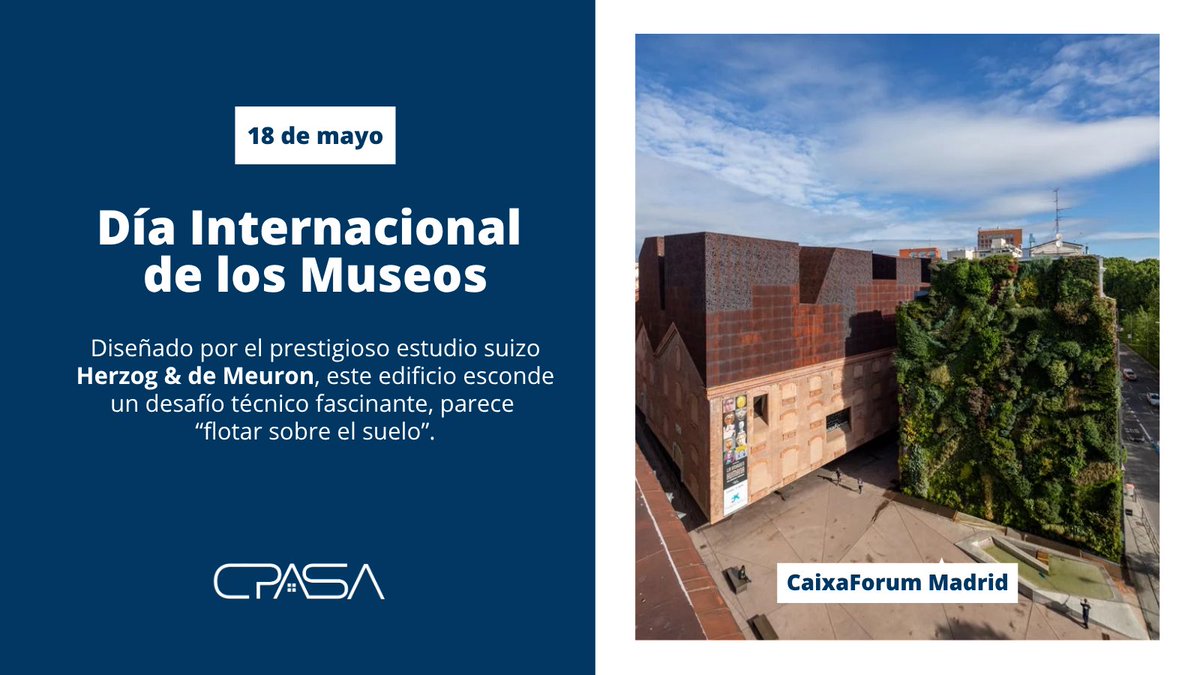 CPASA_'s tweet photo. En este #DíaInternacionaldelosMuseos, celebramos los espacios que logran el equilibrio perfecto entre la conservación del patrimonio y la vanguardia arquitectónica. El @CaixaForum #Madrid es un caso de estudio brillante de adaptación industrial. 🏗️

#Arquitectura #Ingeniería https://t.co/2L0ycRde6L
