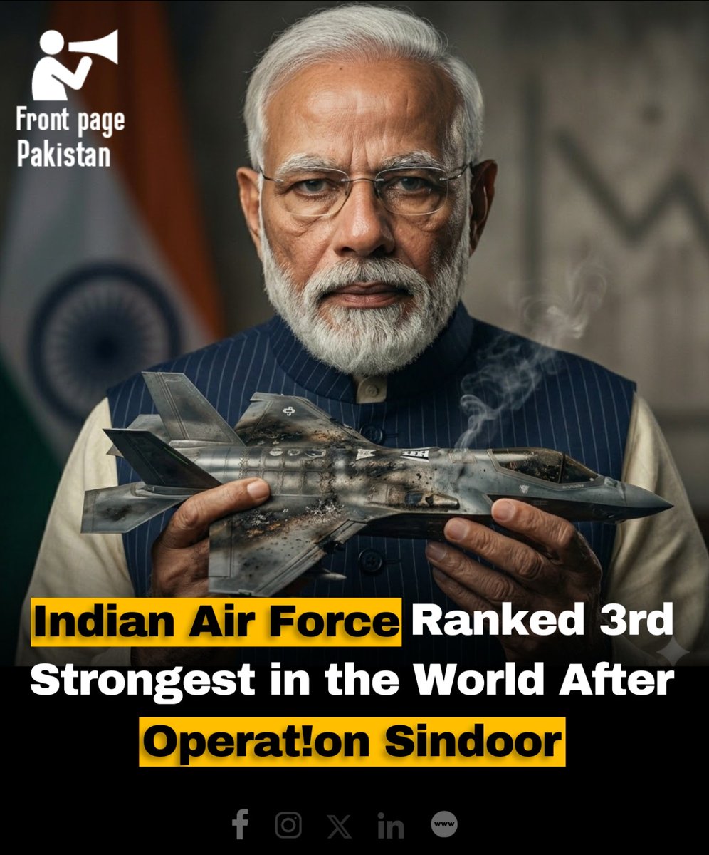 FrontPak9's tweet image. Indian Air Force, Ranked 3rd Strongest in the World After Opera-t!on Sind-oor.

#indianairforce #ranked #3rd #strongest #indiannews