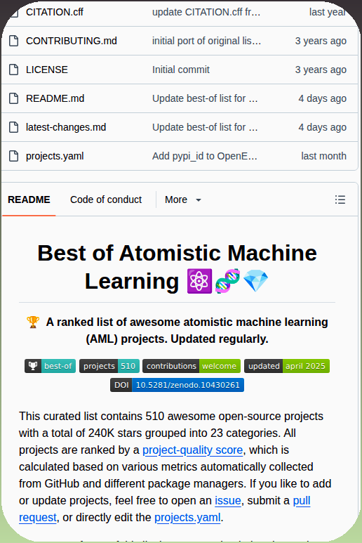 510 curated atomistic machine learning projects

github.com/JuDFTteam/best…