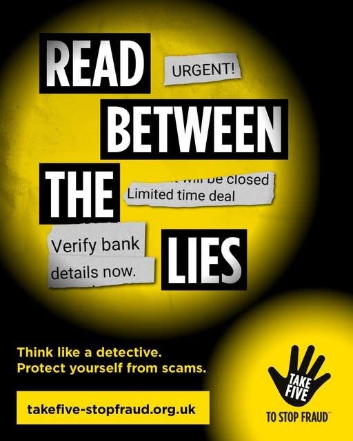 DurhamCyber's tweet photo. Something doesn’t add up… In crime fiction, that’s when the detective pauses and looks again.  Use that same instinct to help spot scams. If you receive an unexpected message, feel pressured to act quickly, or are asked for  💵or personal info, take a moment. #ReadBetweenTheLies https://t.co/flNAwEwvwm