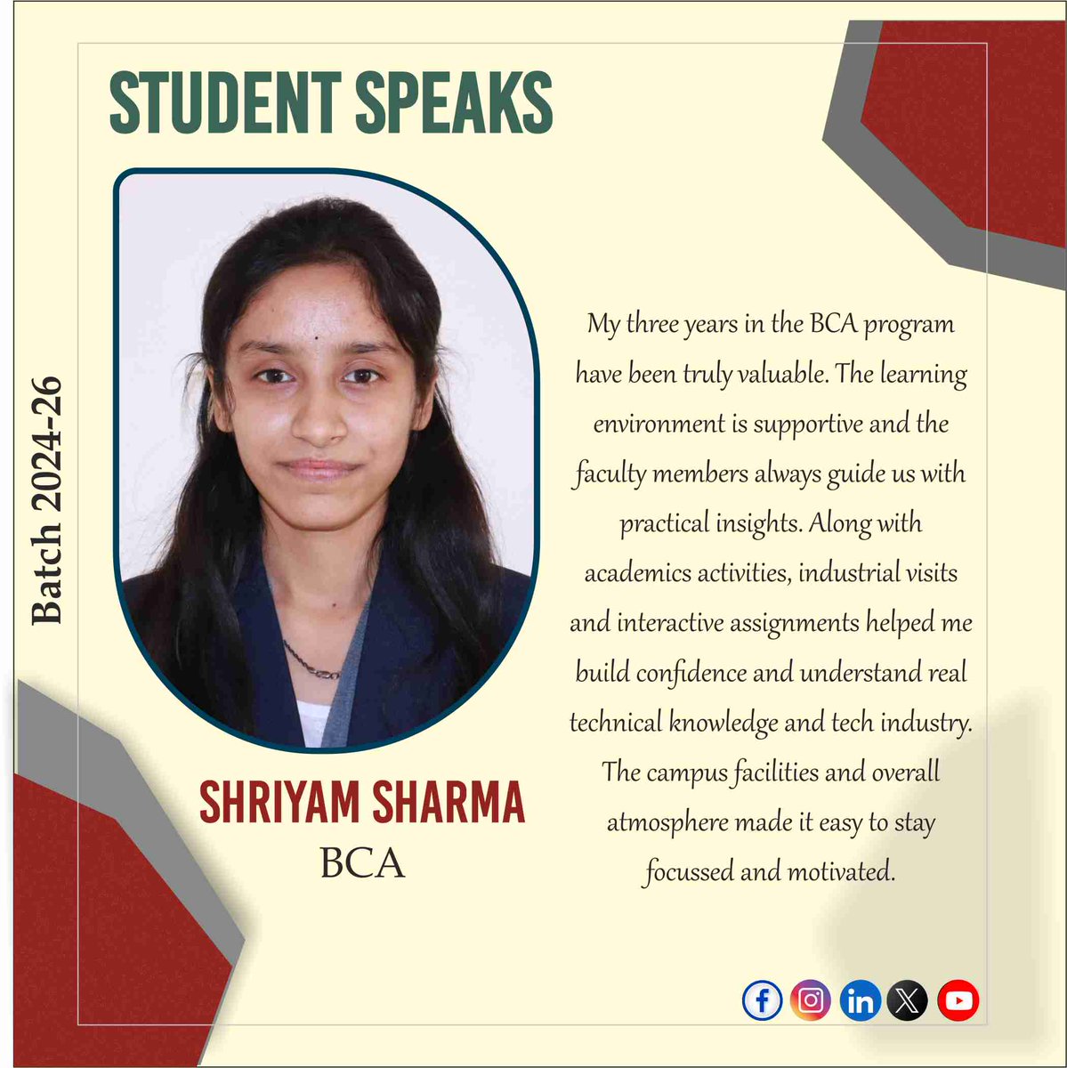 RATM_Mathura's tweet image. #Student #Speaks #BCA
#RATM #ACADEMICS #BEST #ACADEMICS
#RATM #Placement #Best #placement
#Rajivacademy #CareerAtRATM
ratm.in/Inquiry.php
Call: 9997398811, 9997596633
bestinstituteinmathura #AdmissionOpen #Admission2026
Visit Our Website - ratm.in