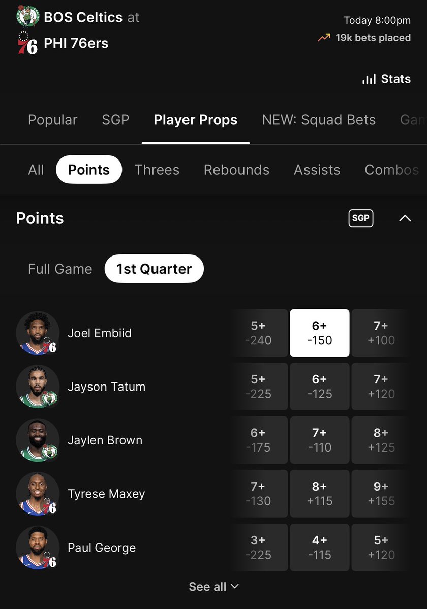 SC_FFB's tweet image. NBA Free Play 🏀

Joel Embiid 6+ 1st Quarter Points (-150, Fanatics)

#TrustTheProcess 
🔗 winible.com/sams