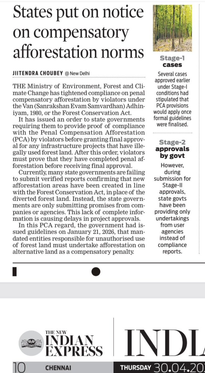 journojitendra's tweet photo. @moefcc has tightened compliance norms related to Penal #Compensatory #Afforestation for violations under the #Forest #Conservation Act 1980, making proof of compliance mandatory before final approval is granted for projects involving the #illegal use of #forest #land. https://t.co/1AAGfYrrS1