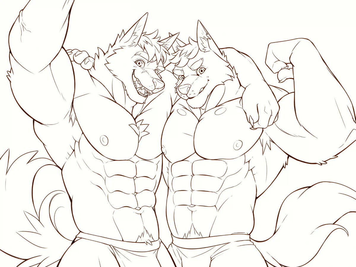 _akai_kaze_'s tweet photo. It's so good to flex together, meet River and Haze! :3

Commission for @theintrovertriver

#furry #furryart #furries #anthro #muscle #hunky #wolf #gym #flex #artwork #drawing #commission #nonai https://t.co/sXUH3tv8ZV