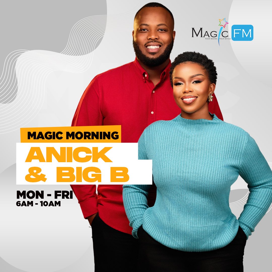 MagicFmRadio's tweet image. Ladies and gentlemen 🥳😍 your #MagicMornings just got BIGGER for real! 🥳🥳

Help us welcome the one and only BIG B 🔥🙌

He’ll be co-hosting your favorite Anick every Monday–Friday from 6AM–10AM, only on #MagicFM 

The #AnickAndBigB era kicks off tomorrow 🔥🔥 Are you ready?💃