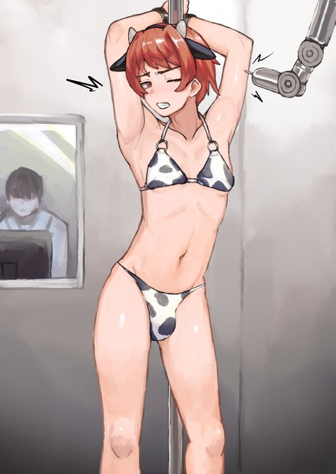 NSFW シーメール化させて牛ビキニの耐久試験させられる男子 