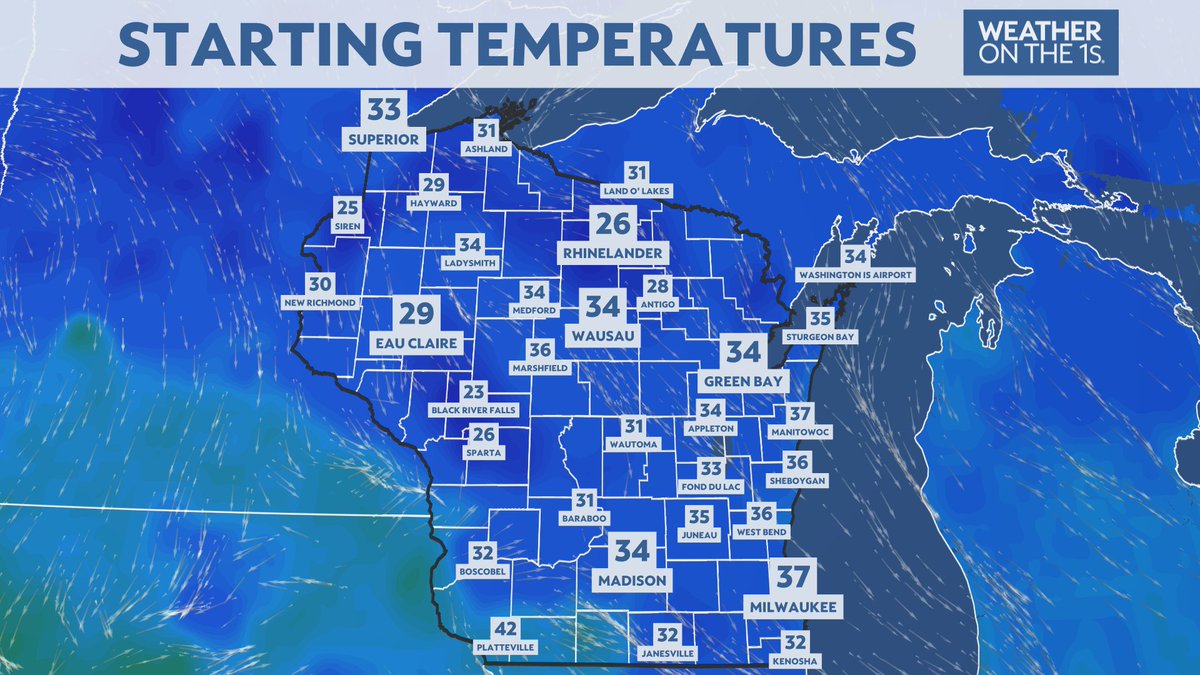BrookeBrighton's tweet image. #GoodMorning, #Wisconsin! ☕️
A chilly start to your Thursday morning with morning lows in the upper 20s and 30s. 🥶 #WIwx