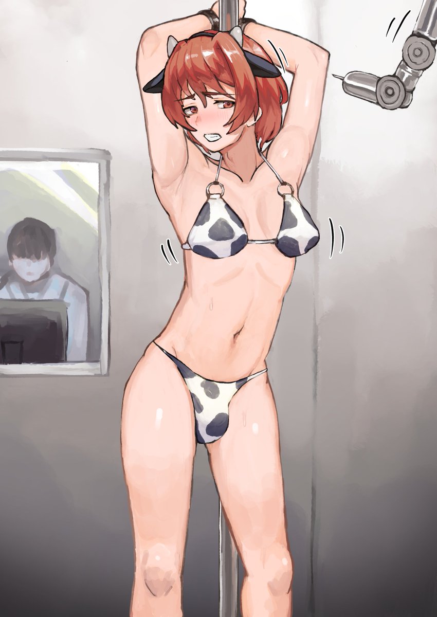 NSFW シーメール化させて牛ビキニの耐久試験させられる男子 