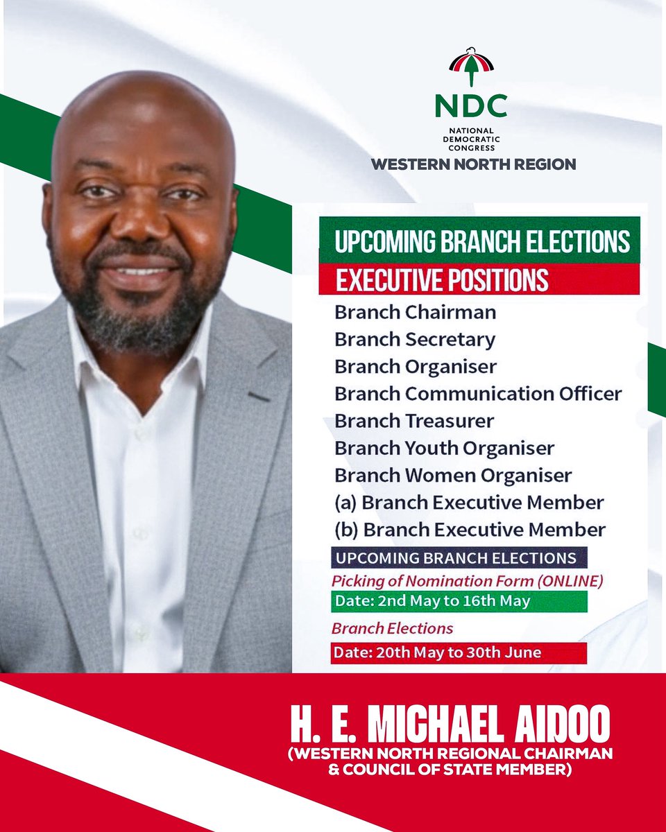 Big_Aidoo's tweet photo. Leadership starts here, our branch elections are officially underway. Mark your calendars, pick your forms online from 2nd–16th May, 2026 and cast your votes between 20th May–30th June. Let's shape the future together.

Ɛyɛ Zu  Ɛyɛ Za 🇵🇸
#BranchElections #Elections2026 https://t.co/gfz3zay1hQ