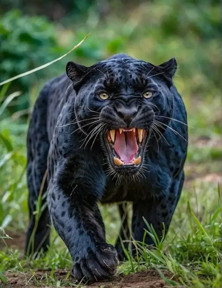 johnsonjos28489's tweet photo. Black panther – one of the most mysterious and impressive big cats in the world. In reality, a “black panther” is not a separate species, but usually a leopard or jaguar with melanism, a genetic trait that causes the body to produce excess dark pigment. Under the right lighting, you can still see the hidden rosette patterns on its coat.  

What’s fascinating is that the dark fur gives it excellent camouflage in dense forests and helps it hunt more effectively at night. Black panthers are powerful, skilled climbers, and highly patient solitary hunters. In this image, it looks like a “living shadow” stepping out of the jungle.