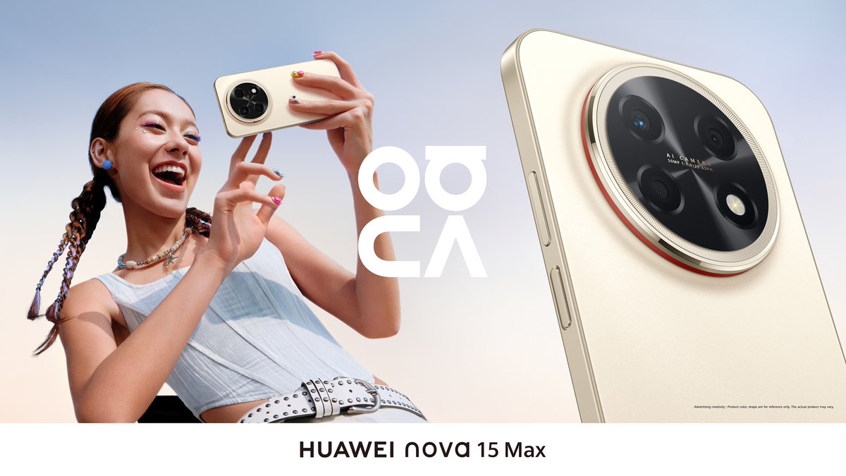 HuaweiMobile's tweet photo. Where form meets function. The #HUAWEInova15Max comes in three distinct colours to express your style. Paired with a powerful 50MP Ultra-Clear Camera, itβs ready for wherever you go. #MaxYourFun https://t.co/gTC18BWBa2