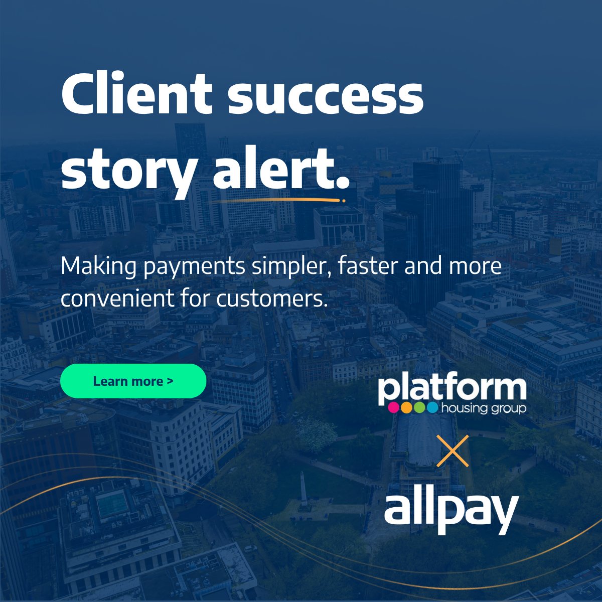 allpayLimited's tweet photo. CASE STUDY 🚨

allpay x Platform Housing Group

Making payments simpler, faster and more convenient.

Since February 2025, Pay‑by‑Link has collected nearly £2.4m, improving engagement and giving customers flexible, convenient ways to pay.

👉 Read more: https://t.co/OeFmJv5CD3 https://t.co/JVYt3V4mrC