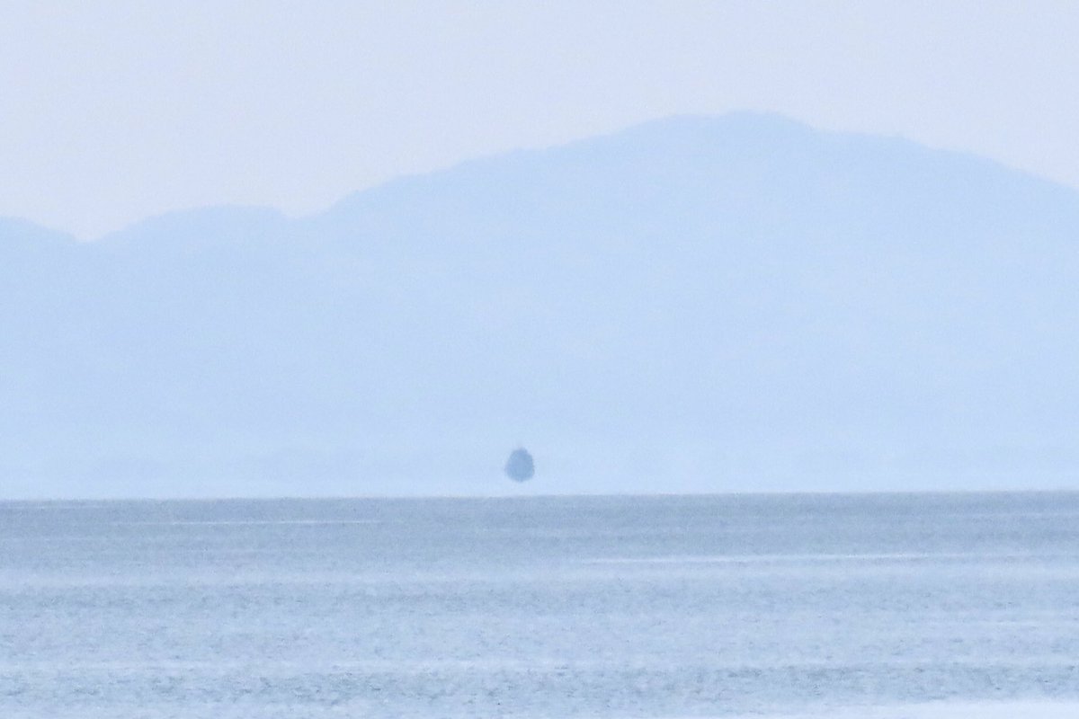 RT @masamun75: 琵琶湖で見られた蜃気楼です😳。上は誓いの御柱(赤矢印