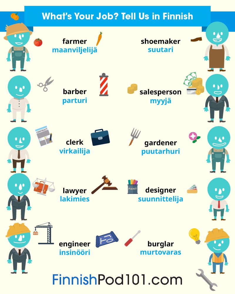 FinnishPod101's tweet image. Are you confident to WORK in Finland? Comment below! 😎✈️🌍 P.S. Start mastering real-life conversations today! P.S. Learn Finnish for FREE ⬇️
🔗 bit.ly/42Atk5O

#WorkAbroad #SpeakFinnish #DailyFinnish