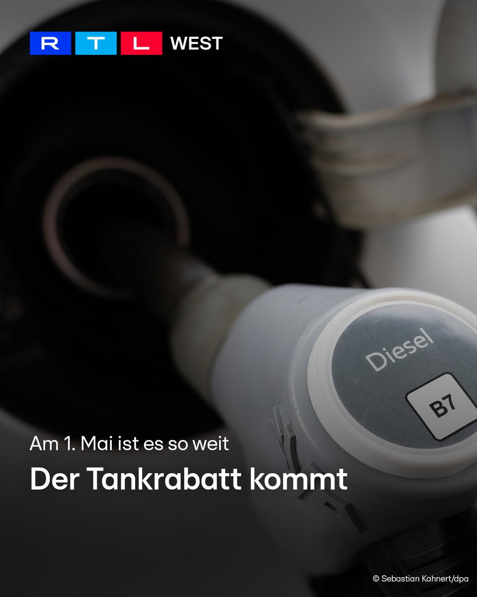 RTLWEST's tweet image. Am Freitag (01.05.) sinken die #Steuern auf #Benzin und #Diesel. Der #Tankrabatt tritt in Kraft. An den Zapfsäulen könnten die Preise dann möglicherweise schon in der Nacht sinken. Wie schnell die Reduzierung weitergegeben wird, ist aber unklar. Die Tankstellen sind dazu nicht