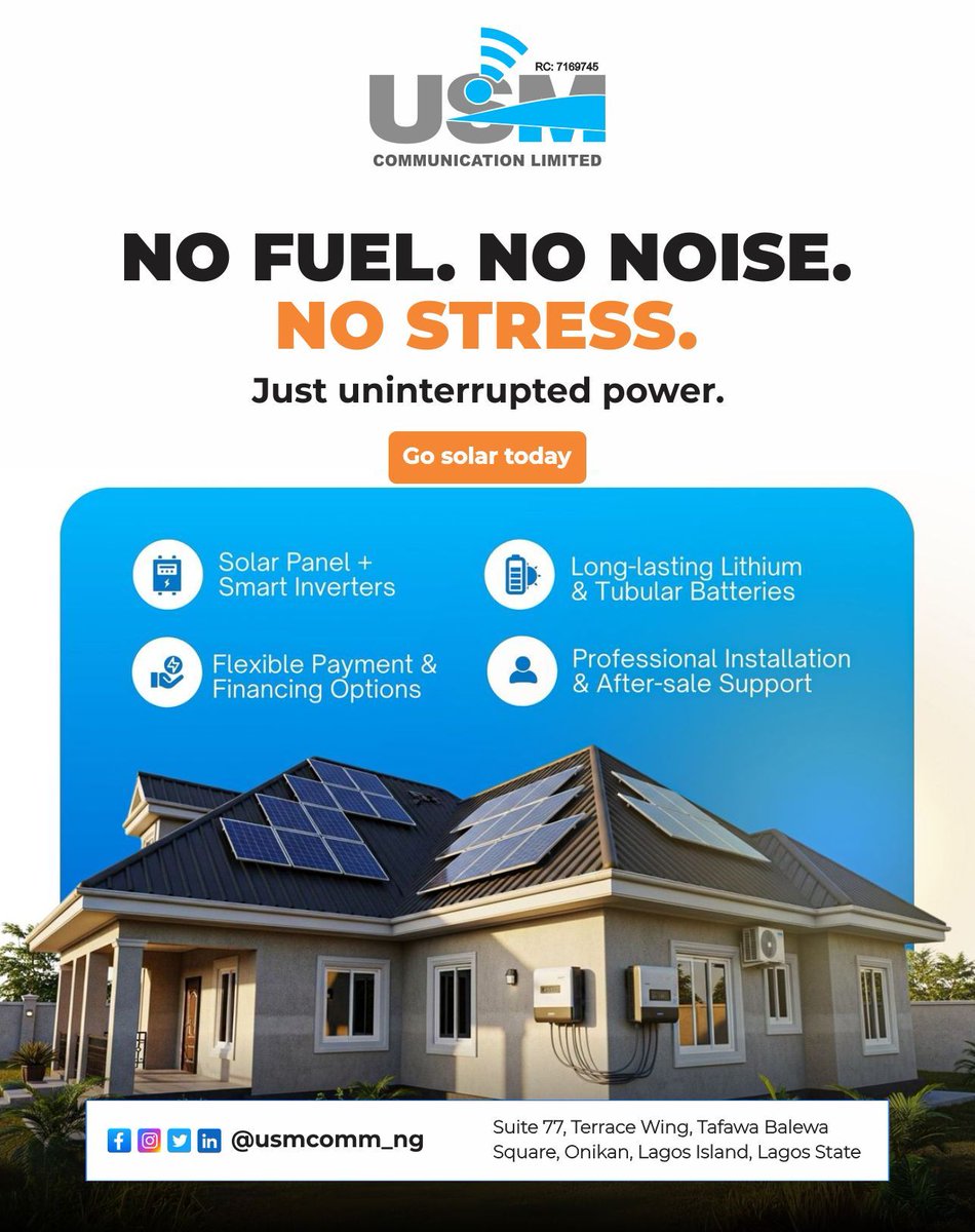 USMComm_ng's tweet photo. Peace of mind has a power source—it’s us. Reliable security solutions built to keep you protected, always. https://t.co/R0WsUS2InR