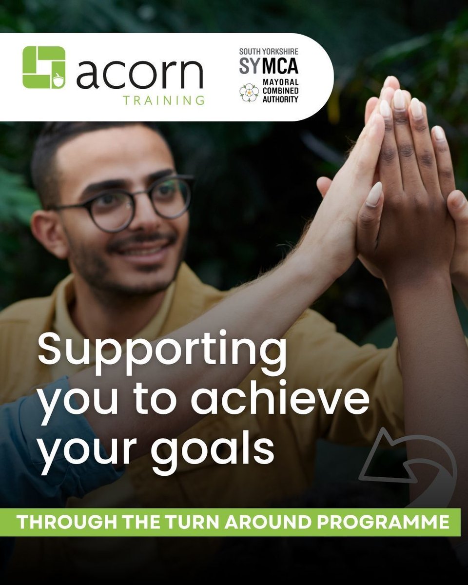 AcorntrainingUK's tweet image. Your goals are within reach! The Turn Around programme offers the support you need to take the next step.

➡️ Available for South Yorkshire residents – get in touch to learn more or visit acorntraining.co.uk/symca-turn-aro….

#SYMCA #turnaround #programme #skills #goals #fullyfunded