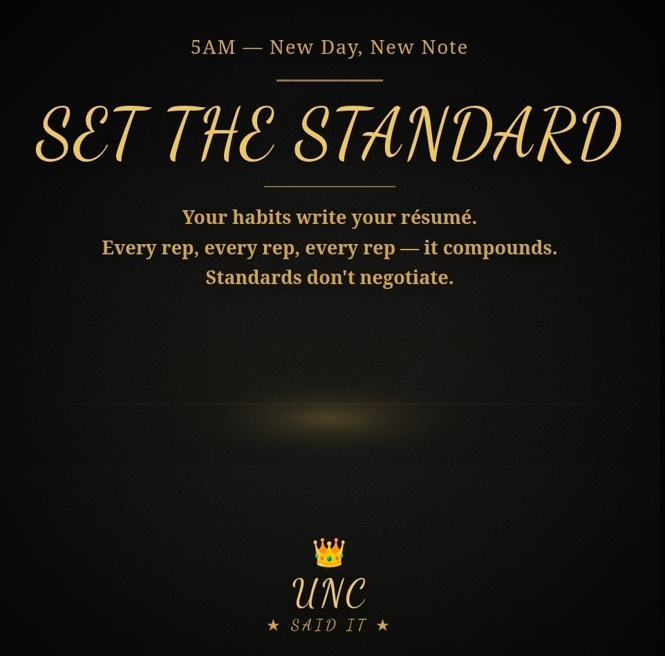 solidgangunc's tweet photo. 5AM. Set the standard.

Most wait for the bar to be set.
You already moved it.

Work level is the loudest statement.
Hold that line.

— UNC Said It

#UncSaidIt #SetTheStandard #WorkStandard #BrickByBrick #LegacyInMotion https://t.co/ofh57R2PgA