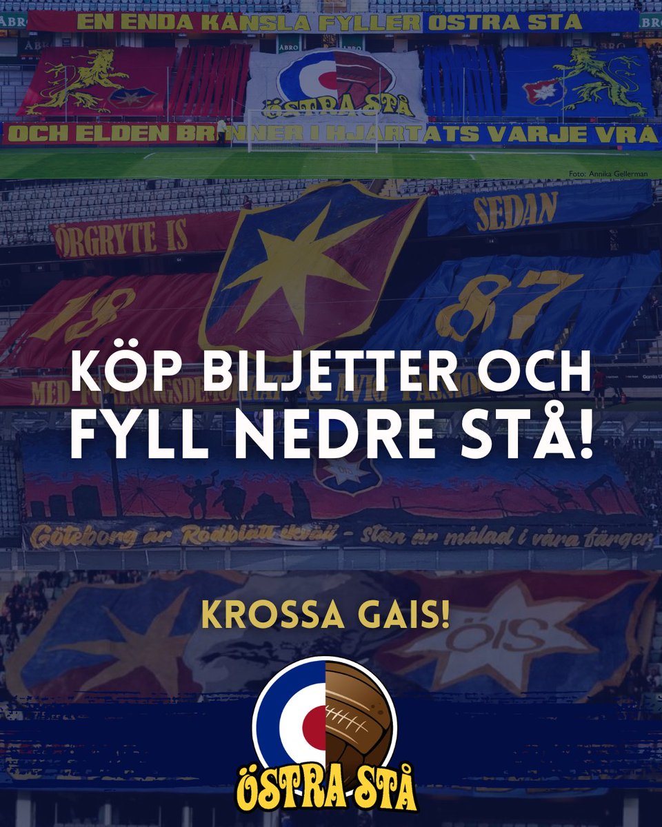 OstraSta1887's tweet photo. DERBY PÅ SÖNDAG!

På söndag smäller det, årets första derby står för dörren! 
Alla tilldelade sektioner är fyllda förutom Nedre Stå, så fyll även den!

Vi uppmanar ALLA ÖISare att ta med sin halsduk och hålla upp den under tifot vid inmarschen. (1/2) https://t.co/ghTXj3cULx