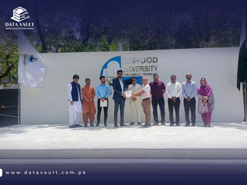 Datavaultpk's tweet photo. It was a pleasure for Data Vault Pakistan to visit Dawood University for a session on Pakistan’s AI infrastructure. The discussion focused on industry alignment, faculty engagement, and preparing students for evolving tech landscapes.

#DataVaultPakistan #AI #HigherEducation https://t.co/nLfPo4t9uG