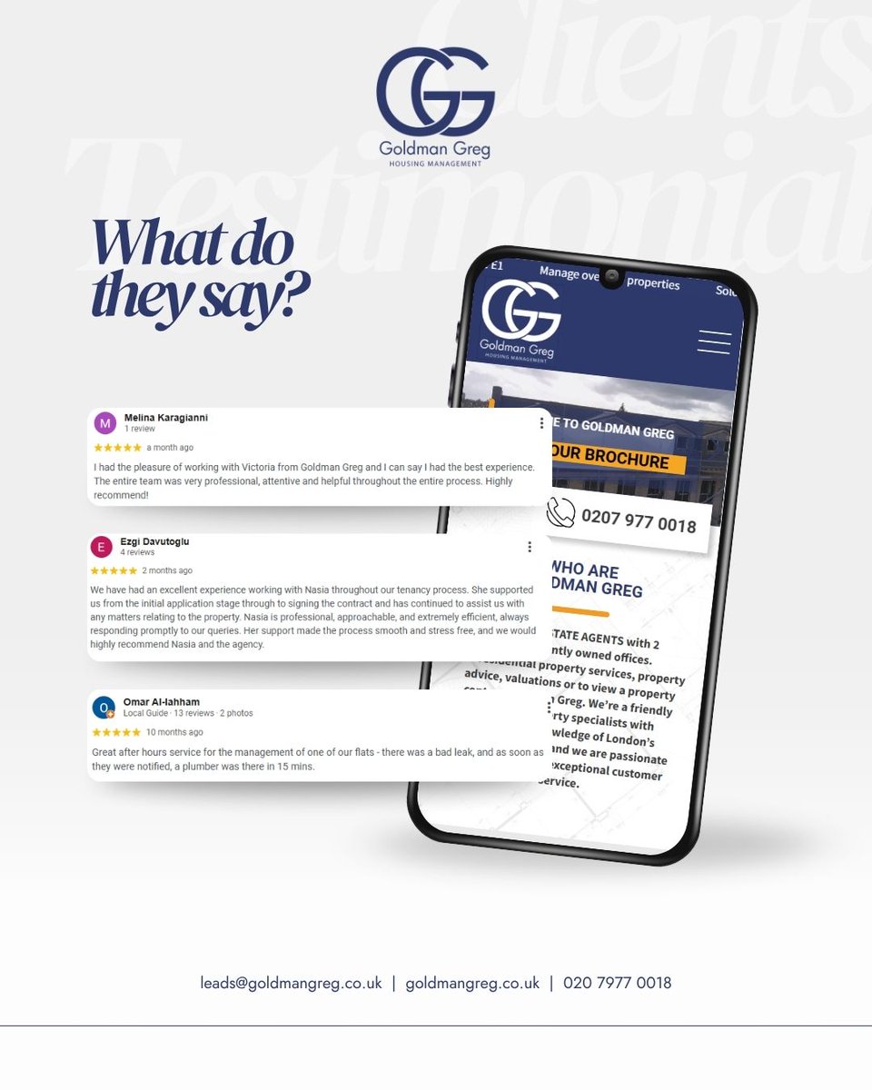 GoldmanGreg2's tweet image. Thrilled to showcase these glowing Google reviews highlighting Goldman Greg's unmatched service, local expertise, and seamless property journeys.

📞 +44 20 7977 0018  
📧 leads@https://bit.ly/3Fzb2Xv  
🌐 bit.ly/3Fzb2Xv

#GoldmanGreg #RealEstate #ClientSatisfaction