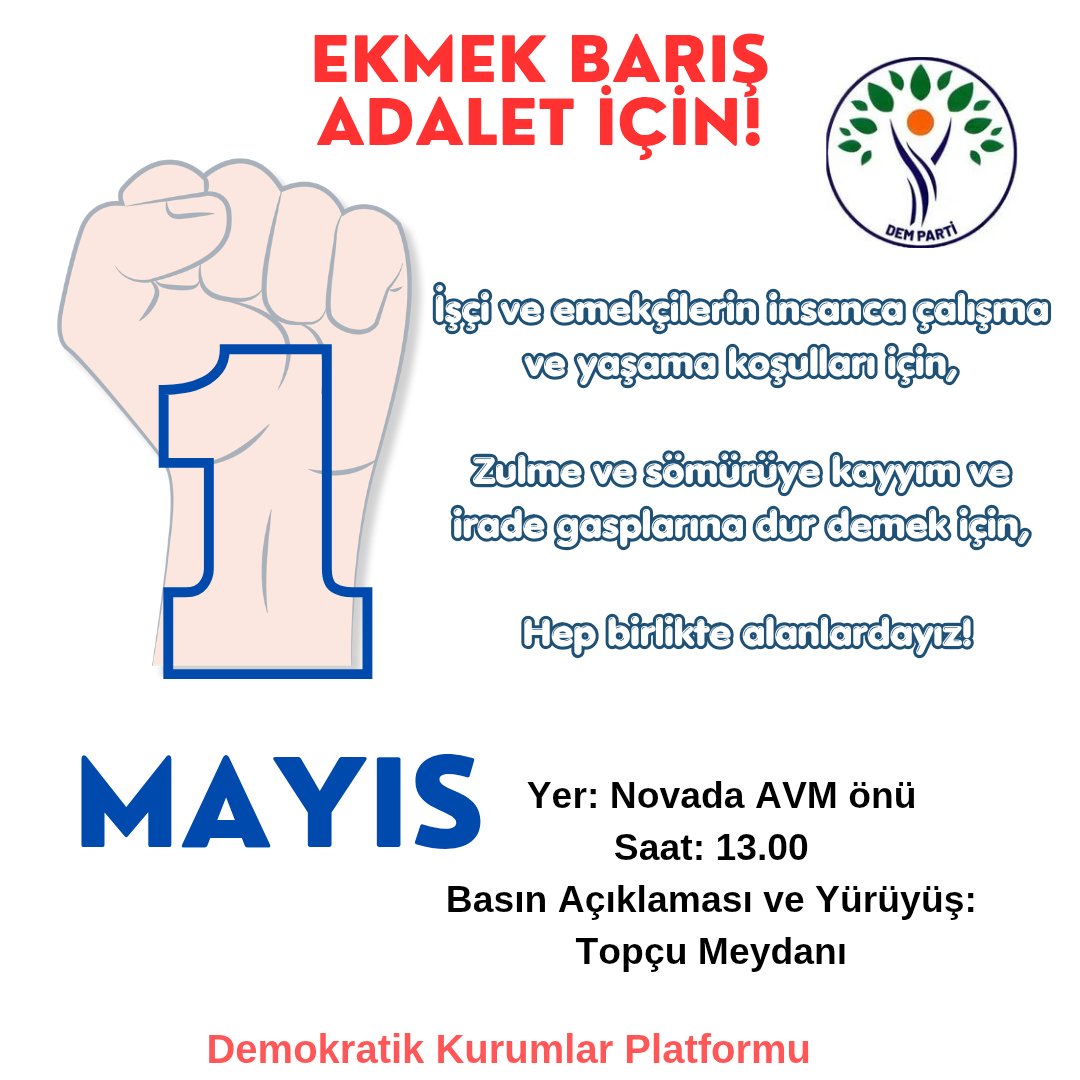 demurfail63's tweet photo. Yer: Novada AVM önü

Saat: 13.00

Basın Açıklaması ve Yürüyüş: Topçu Meydanı https://t.co/TYs85ndCpM