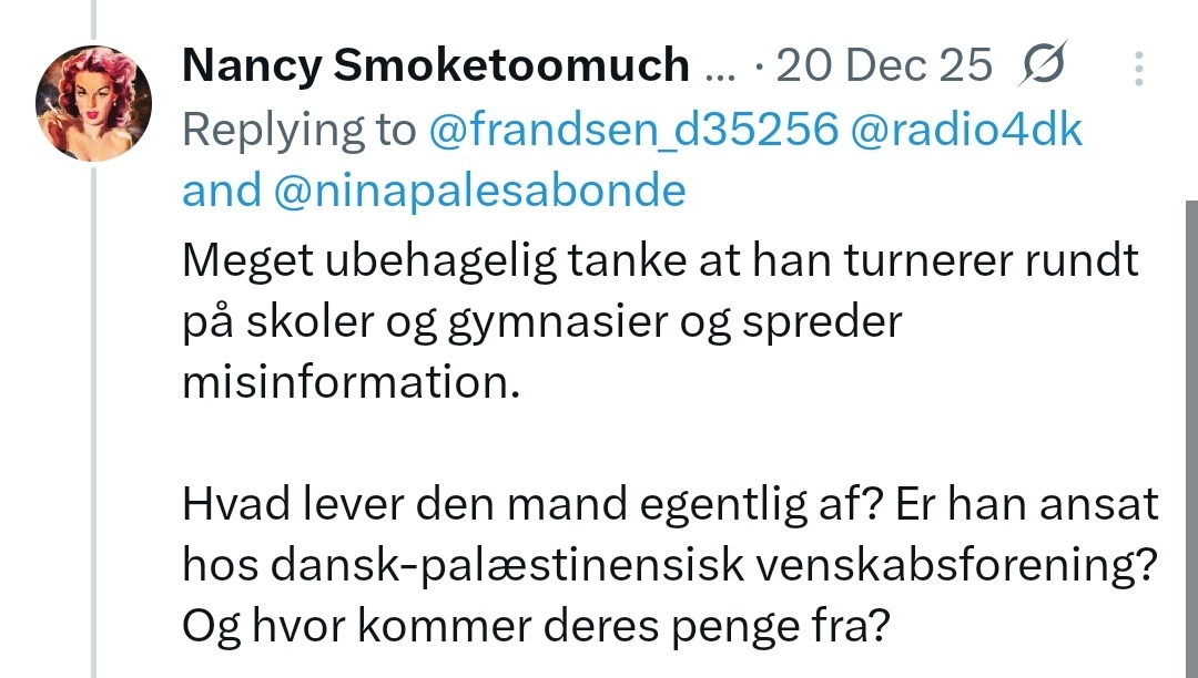 observdk's tweet image. Glem ikke @ninapalesabonde's rolle mens sagen var igang. Nina PB angreb Fathi El Abeds foreningsarbejde i samarbejde med chatbotten

Tal om modus? Dybt, dybt, dybt bekymrende #dkpol #dkmedier
