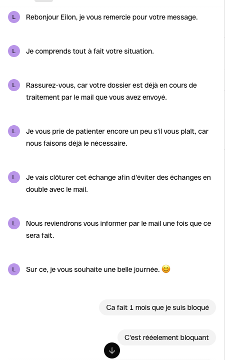 EilonTaieb's tweet photo. @Qonto Compte pro bloqué depuis 1 MOIS malgré envoi des documents KYC le 5 avril.

Plus de CB, plus de virements → activité à l’arrêt.

Aucune réponse claire, aucun délai, support inutile.

Comment une banque pro peut laisser une entreprise bloquée 30 jours sans solution ? https://t.co/RZM6L4knqT